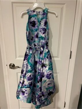 Speechless Teal and Purple Floral Fit-and-Flare Dress